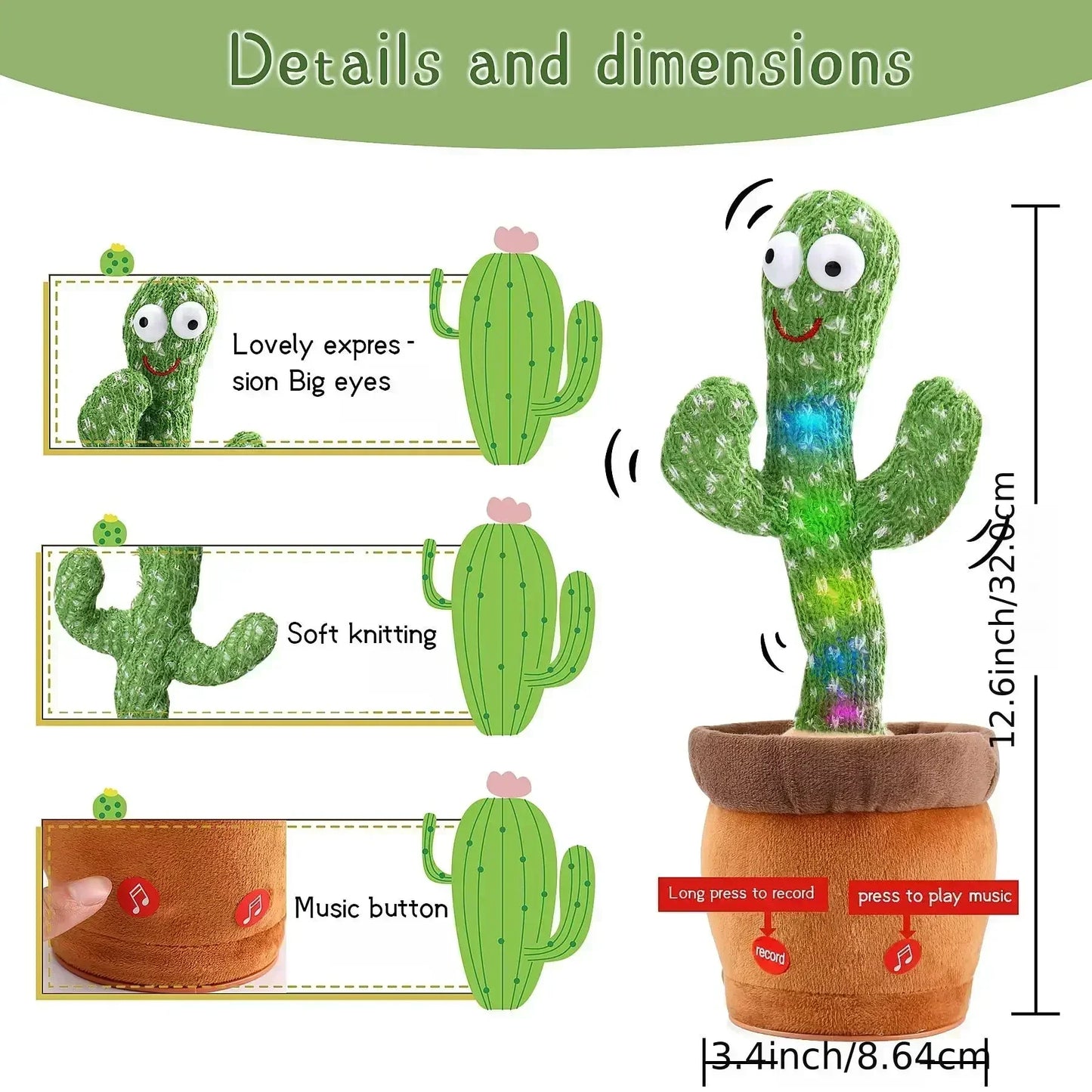 Happy Dancing Cactus Toy – Talking, Shaking & Musical Kids Toy